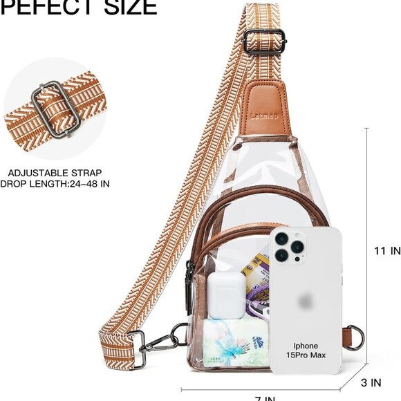 Clear bags Stadium Approved Crossbody Sling Bag Fanny Pack Backpack Purses for W - Picture 4 of 8
